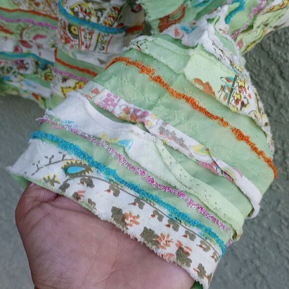 EUC NEW DIRECTION SPORT Green Lightweight Striped Floral Fabric Boho Jacket XL - Picture 8 of 12